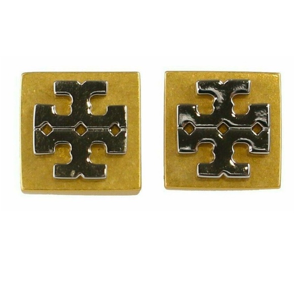Tory Burch Block T Logo Stud Earrings - Picture 3 of 4